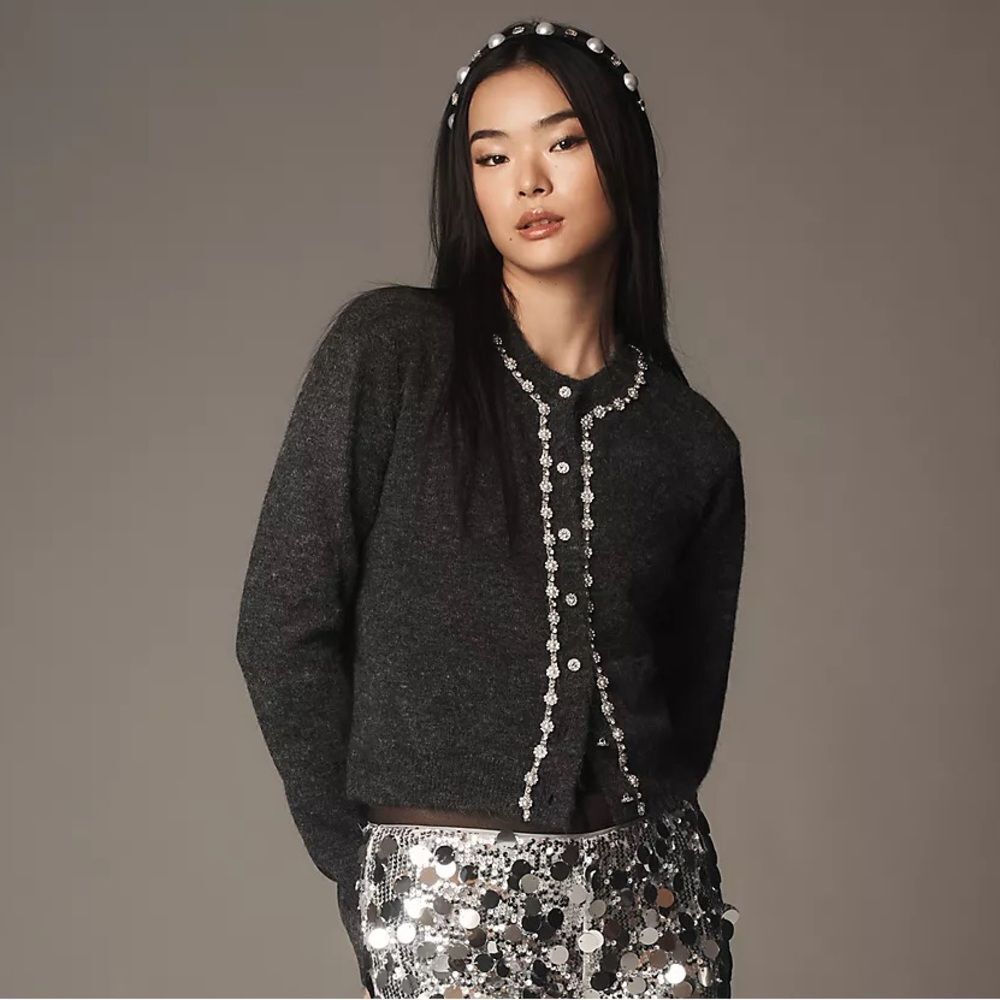 Anthropologie Maeve Embellished Cardigan Sweater NWT